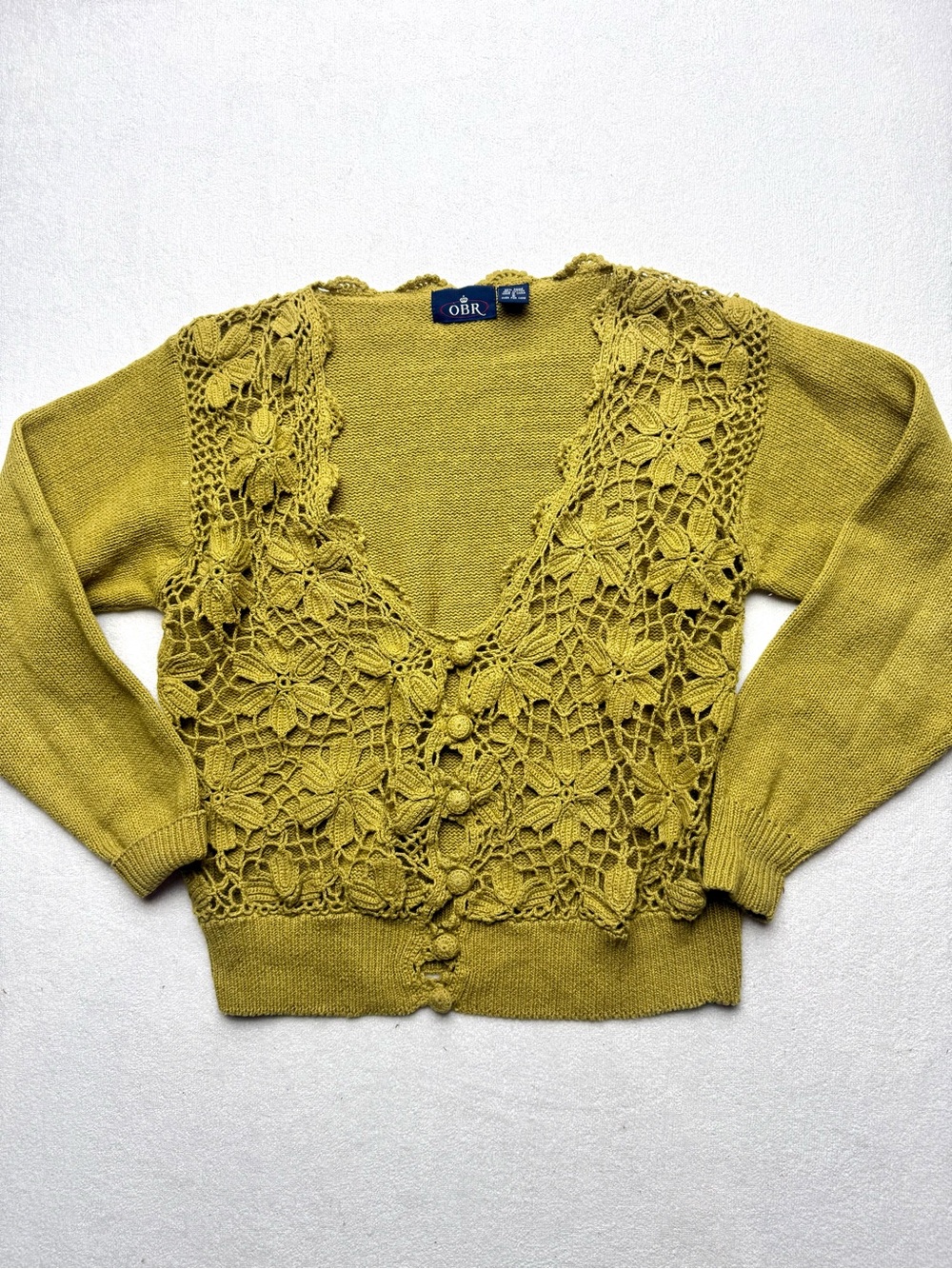 OBR Crochet V-Neck Button Front Cardigan Sweater